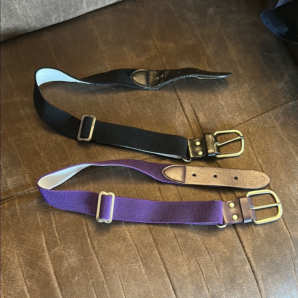 Black And Purple Nylon Baseball Belts With Silver Buckles